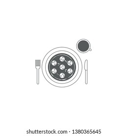 Pizza and coffee vector icon