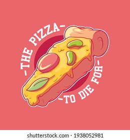 Pizza Coffin badge vector illustration. Fast food, brand, funny design concept.