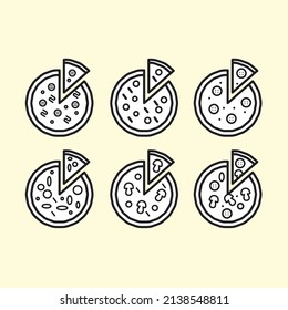 pizza collection icon with various toppings with modern style