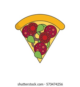 Pizza in color flat icon style