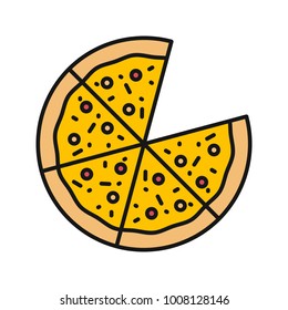 Pizza color icon. Pizzeria sign. Isolated vector illustration