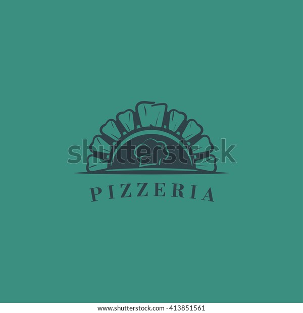 Pizza Color Set Monochrome Vector Labels Stock Vector (Royalty Free