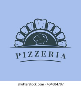 Pizza color set of vector labels, badges, emblems and logos isolated