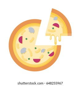 Pizza color slice flat icon vector isolated on white background