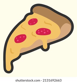  pizza color stroke vector art