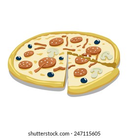 Pizza color vector illustration