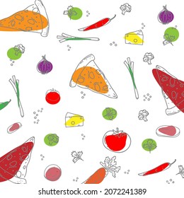 Pizza Colorful Fruit Topping Pattern