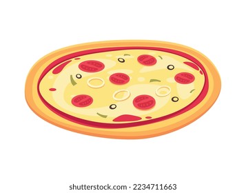 Pizza composition with isolated food dish image on blank background vector illustration