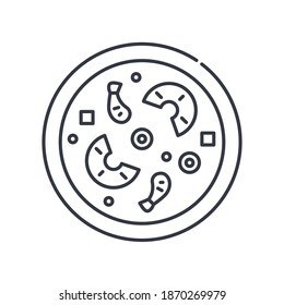 Pizza concept icon, linear isolated illustration, thin line vector, web design sign, outline concept symbol with editable stroke on white background.