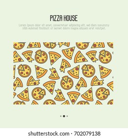 Pizza concept with thin line icons. Vector illustration for flyer, banner or menu of restaurant.