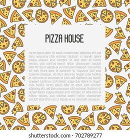 Pizza concept with thin line icons. Vector illustration for flyer, banner or menu of restaurant.