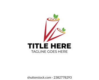 Pizza Cone Logo Design with Two Pizzas and Vegetables