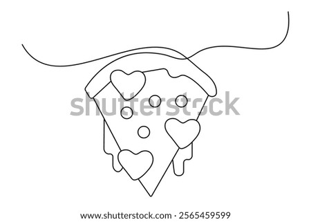Pizza continuous single line art and isolated outline vector illustration