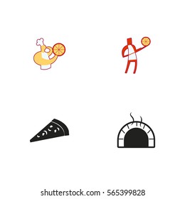 Pizza Cook Icon Logo Vector Set Element