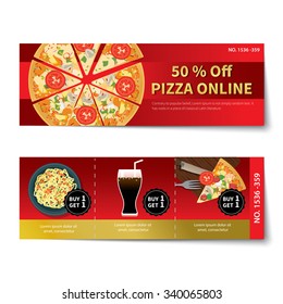 pizza coupon discount template flat design
