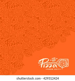 Pizza cover for boxes. Orange color background	