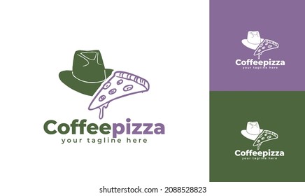 Pizza cowboy logo design. vector