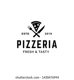 Pizza Crossed Fork Knife Logo Design Stock Vector (Royalty Free ...