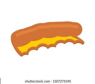 Pizza Crust Isolated. Leftover Pizza Fast Food Vector Illustration