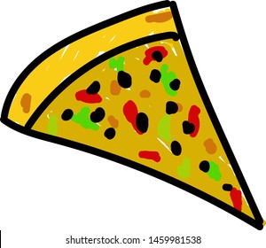 Pizza cut, illustration, vector on white background.