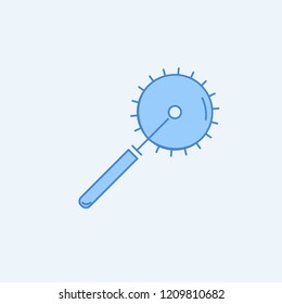 Pizza cutter 2 colored line icon. Simple blue and white element illustration. Pizza cutter concept outline symbol design from kitchen set