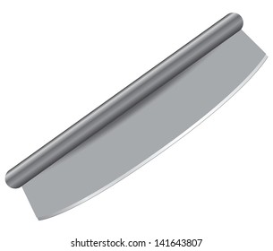 Pizza Cutter with Hardwood Handle. Vector illustration.