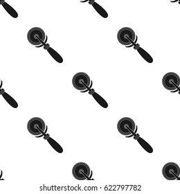 Pizza cutter icon in black style isolated on white background. Pizza and pizzeria pattern stock vector illustration.