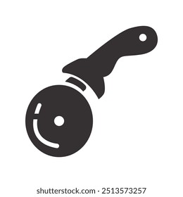 Pizza Cutter Icon Black and White Vector Graphic