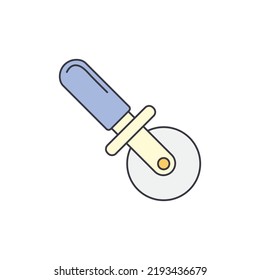 Pizza cutter icon in color, isolated on white background 