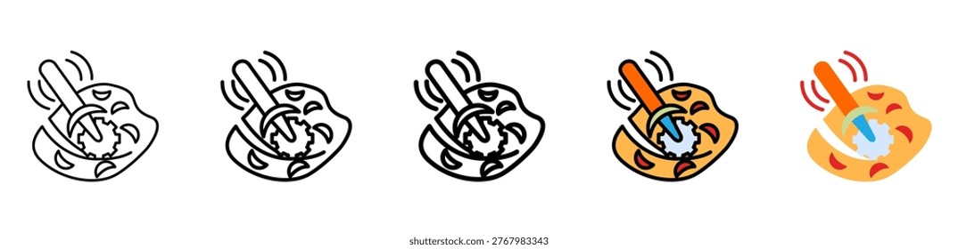 Pizza Cutter Icon With Differences and Colors