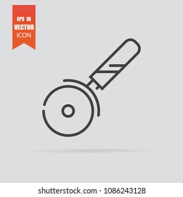 Pizza cutter icon in flat style isolated on grey background. For your design, logo. Vector illustration.