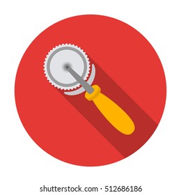 Pizza cutter icon in flat style isolated on white background. Pizza and pizzeria symbol stock vector illustration.