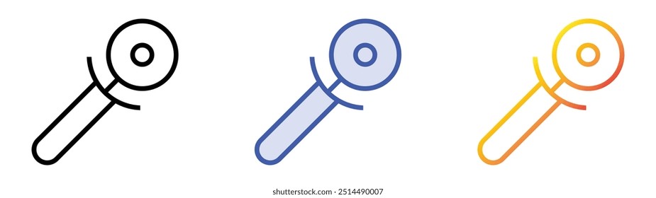 pizza cutter icon. Linear, Blue Fill and Gradient Style Design Isolated On White Background