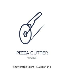 Pizza cutter icon. Pizza cutter linear symbol design from Kitchen collection. Simple outline element vector illustration on white background