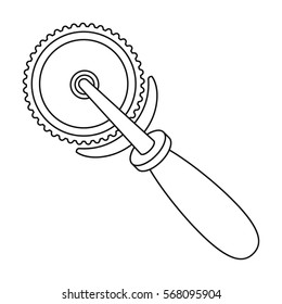 Pizza cutter icon in outline style isolated on white background. Pizza and pizzeria symbol stock vector illustration.