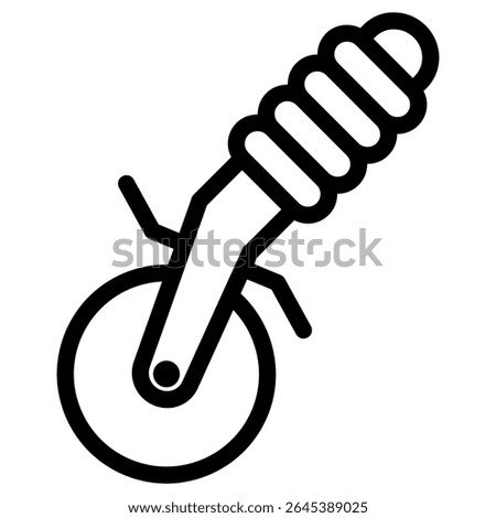 Pizza cutter icon in outline style. Line Art