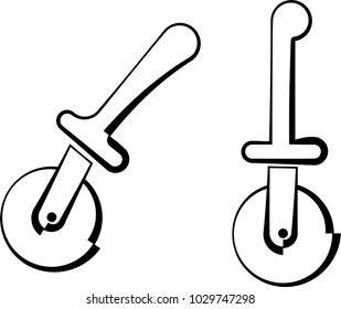 Pizza Cutter Icon, Pizza Slice Cutter Vector Art Illustration