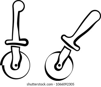 Pizza Cutter Icon, Pizza Slice Cutter Vector Art Illustration