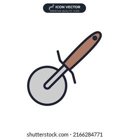 pizza cutter icon symbol template for graphic and web design collection logo vector illustration