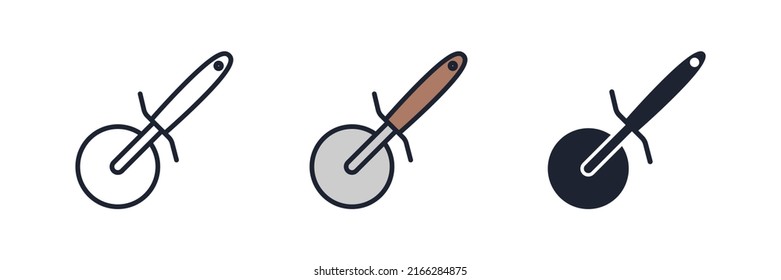 pizza cutter icon symbol template for graphic and web design collection logo vector illustration