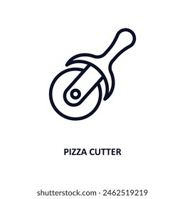 pizza cutter icon. Thin line pizza cutter icon from kitchen collection. Outline vector isolated on white background. Editable pizza cutter symbol can be used web and mobile