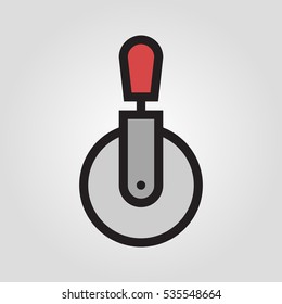 Pizza cutter icon in trendy flat style isolated on grey background. Kitchen symbol for your design, logo, UI. Vector illustration, EPS10.