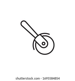pizza cutter icon vector illustration outline style design. isolated on white background