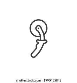 Pizza cutter line icon. linear style sign for mobile concept and web design. Pizza knife outline vector icon. Symbol, logo illustration. Vector graphics