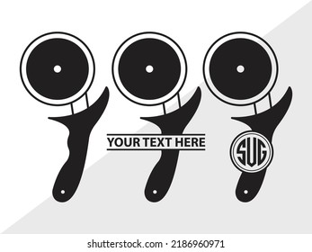 Pizza Cutter Monogram SVG Printable Vector Illustration
