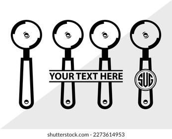 Pizza Cutter Monogram Vector Illustration Silhouette