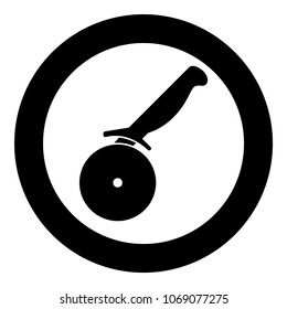 Pizza cutter ot pizza knife icon black color