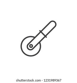 Pizza cutter outline icon. linear style sign for mobile concept and web design. Pizza knife simple line vector icon. Symbol, logo illustration. Pixel perfect vector graphics