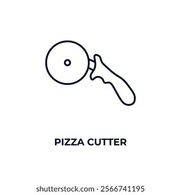 pizza cutter outline icon. Linear vector from kitchen concept. Thin line pizza cutter icon isolated on white background