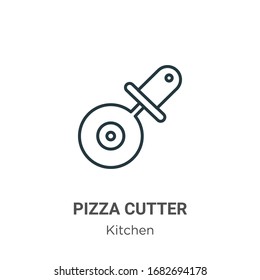 Pizza cutter outline vector icon. Thin line black pizza cutter icon, flat vector simple element illustration from editable kitchen concept isolated stroke on white background